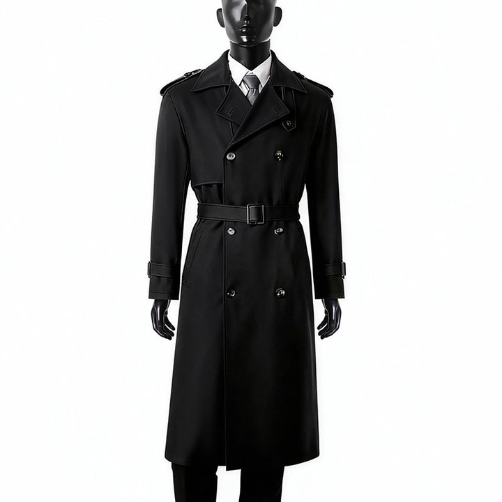 Men's Timeless Double-Breasted Trench Coat with Waist Belt, Shoulder Epaulettes and Cuff Straps Mune Fashion