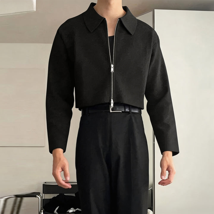 Women's Cropped Jacket with Shirt Collar and Full Zip Mune Fashion