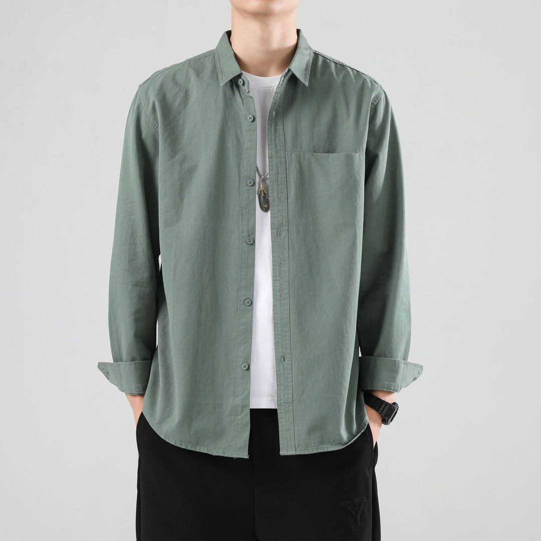 Men's Loose Cotton Overshirt with Chest Pocket and Light Texture Mune Fashion
