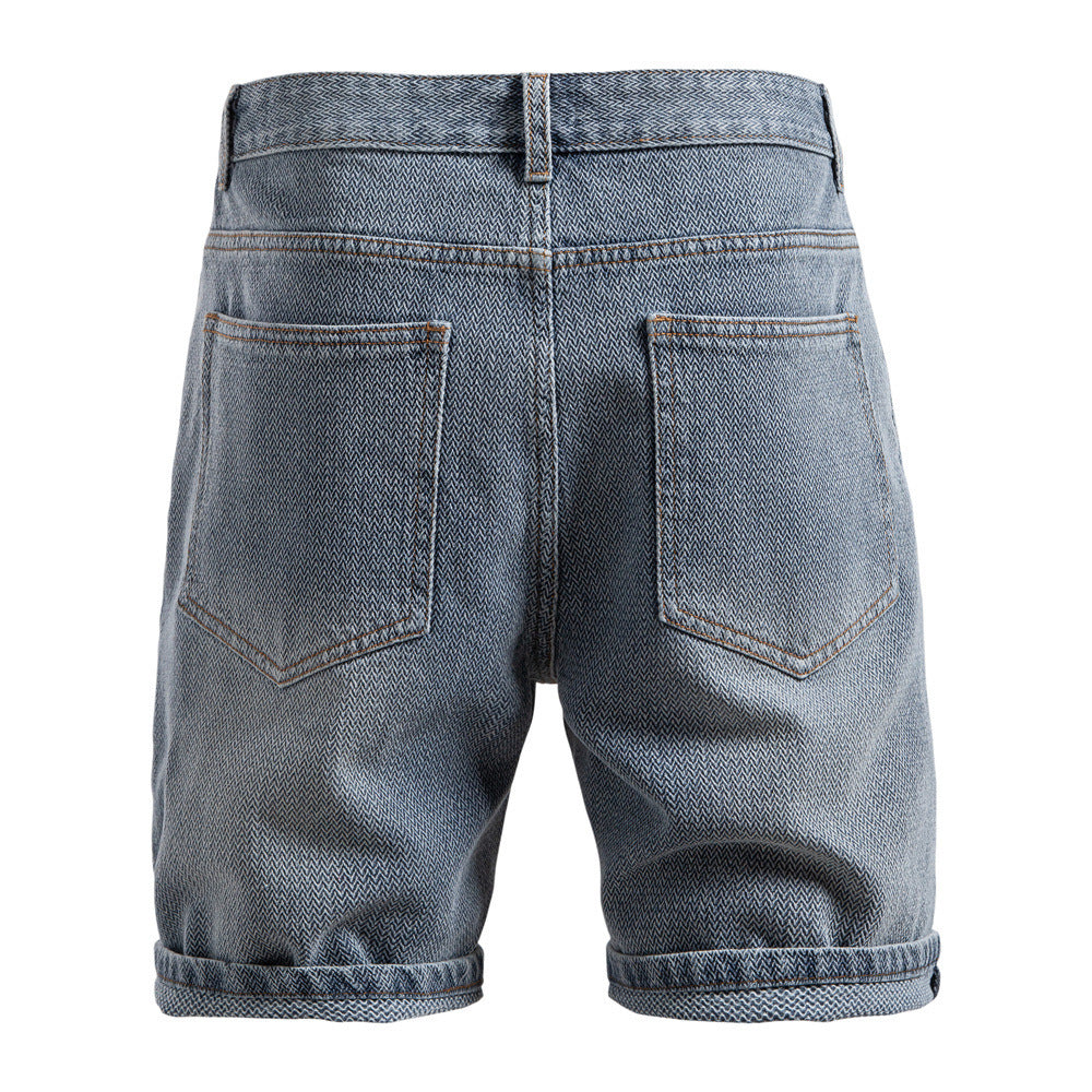 Men's denim shorts with turn-up, mid-rise waistband and classic pocket configuration Mune Fashion