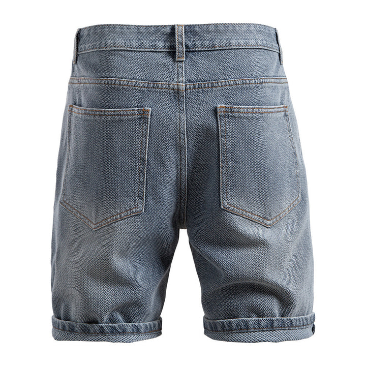 Men's denim shorts with turn-up, mid-rise waistband and classic pocket configuration Mune Fashion