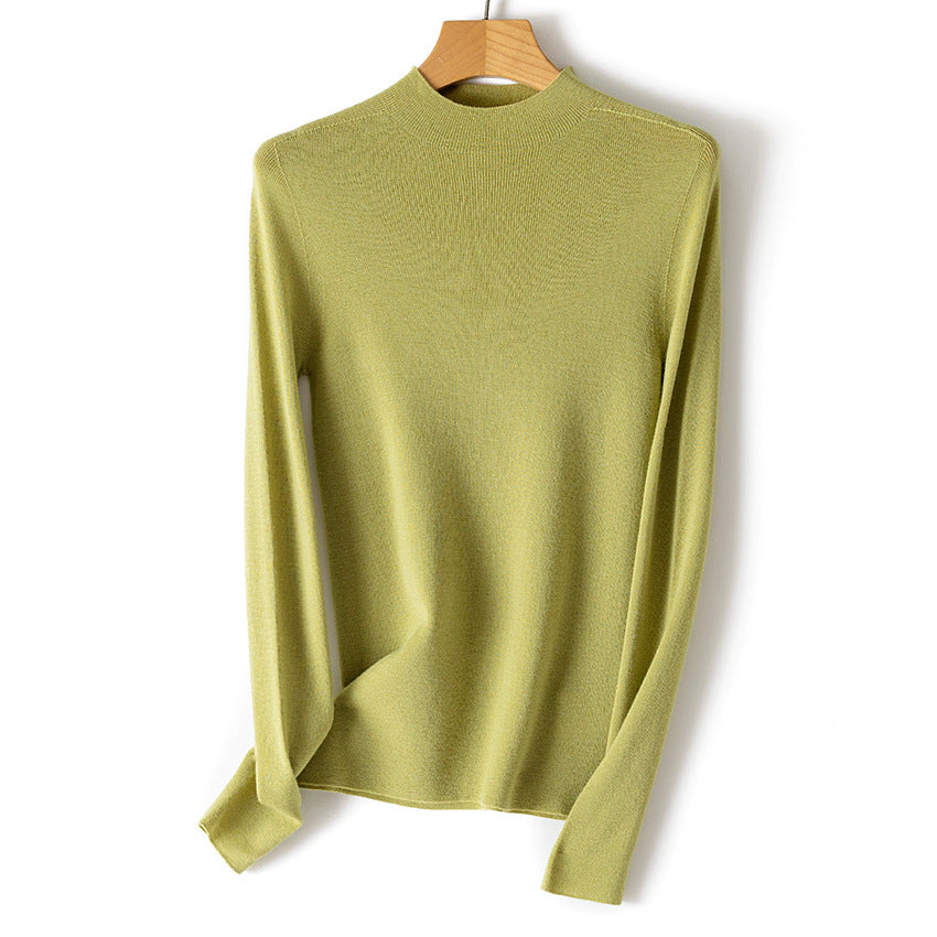 Women's Fine Stretch Fine Knit Sweater with Half Stand-Up Collar and Slim Silhouette Mune Fashion