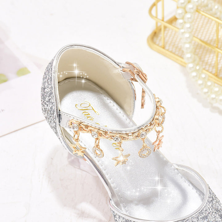 Girl Glittering Ballerinas with Adjustable Strap and Sparkling Charms Mune Fashion
