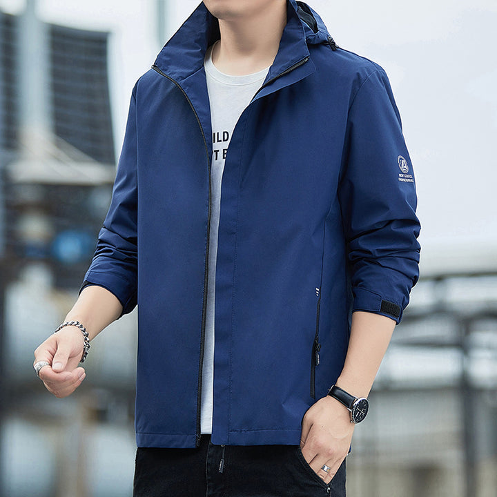 Men's Lightweight Rain Jacket with Adjustable Hood Mune Fashion
