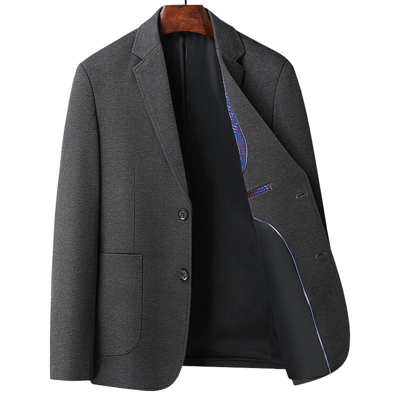 Men Half-lined Structured Blazer with fine Pinstripe Look and Two-button Silhouette Mune Fashion