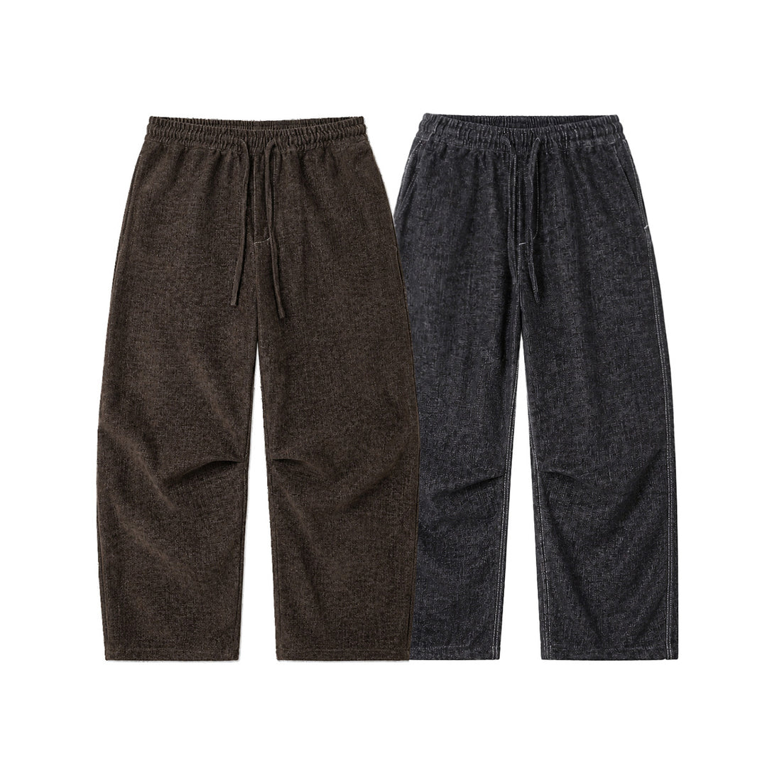 Ladies Wide Relaxed Pants in Denim Look with Elastic Waistband and Drawstring Mune Fashion