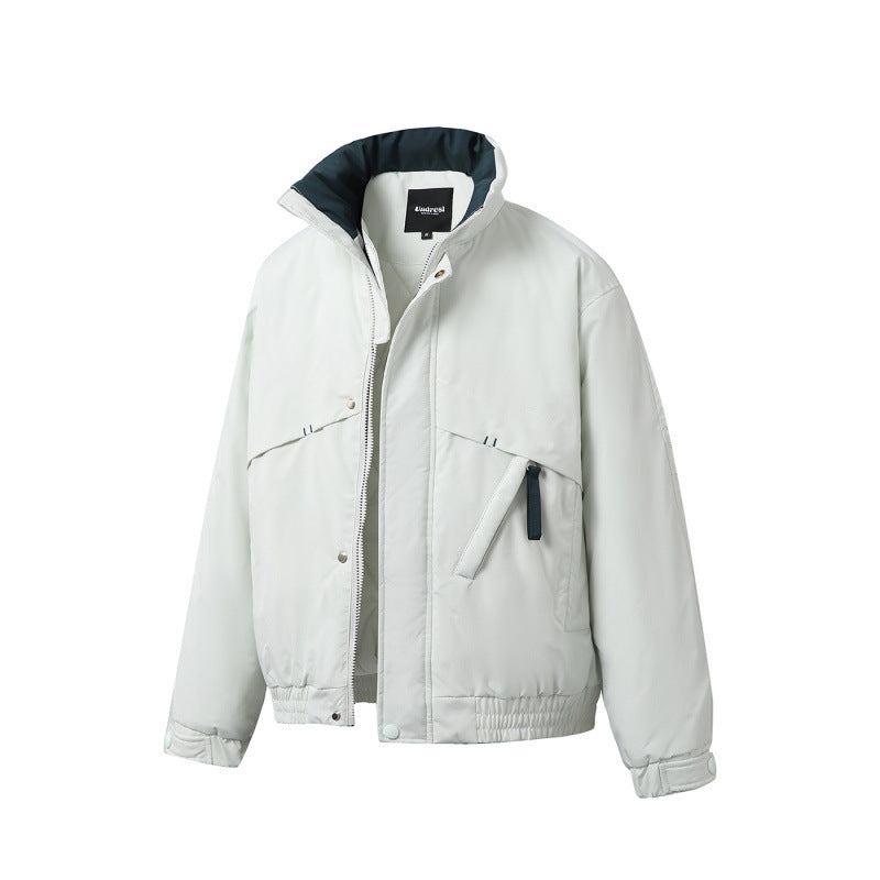 Unisex Boxy Padded Short Jacket with Asymmetric Pockets and High Stand-up Collar Mune Fashion