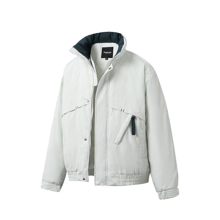 Unisex Boxy Padded Short Jacket with Asymmetric Pockets and High Stand-up Collar Mune Fashion