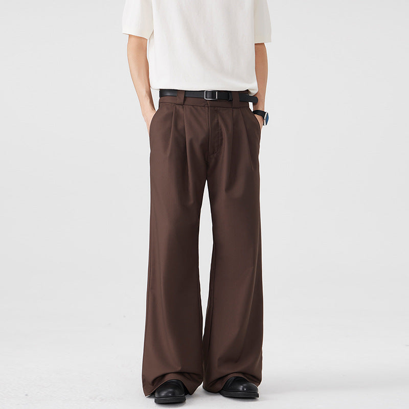 Men's wide pleated pants with high waistband and stretch cotton blend Mune Fashion