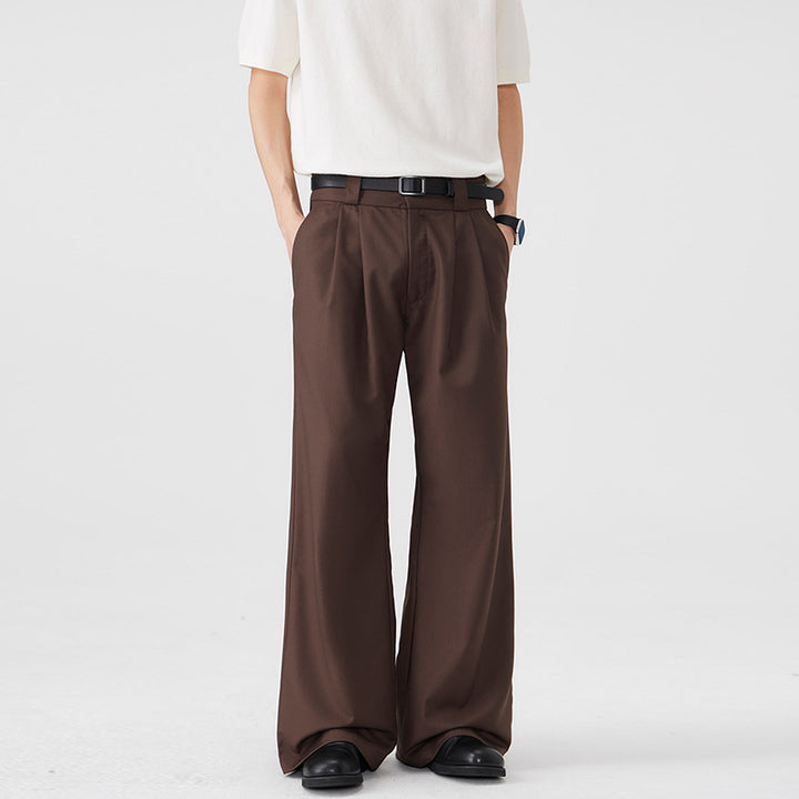 Men's wide pleated pants with high waistband and stretch cotton blend Mune Fashion