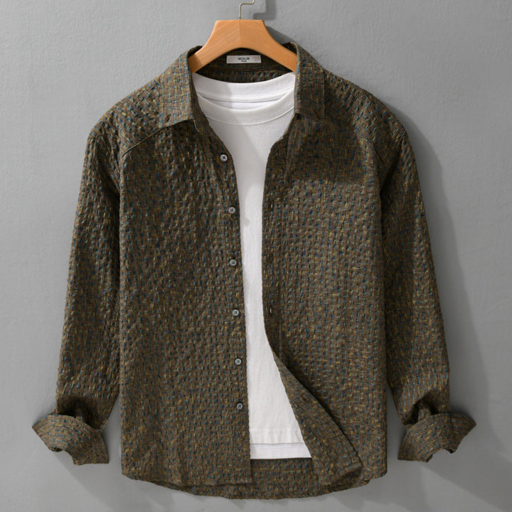 Women's Lightweight Crinkle Check Shirt in Overshirt Style with Watercolor Check and Relaxed Fit Mune Fashion