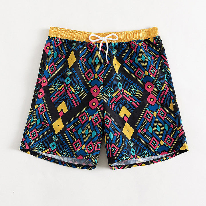 Ladies swim shorts with elastic waistband and stylish geometric pattern Mune Fashion