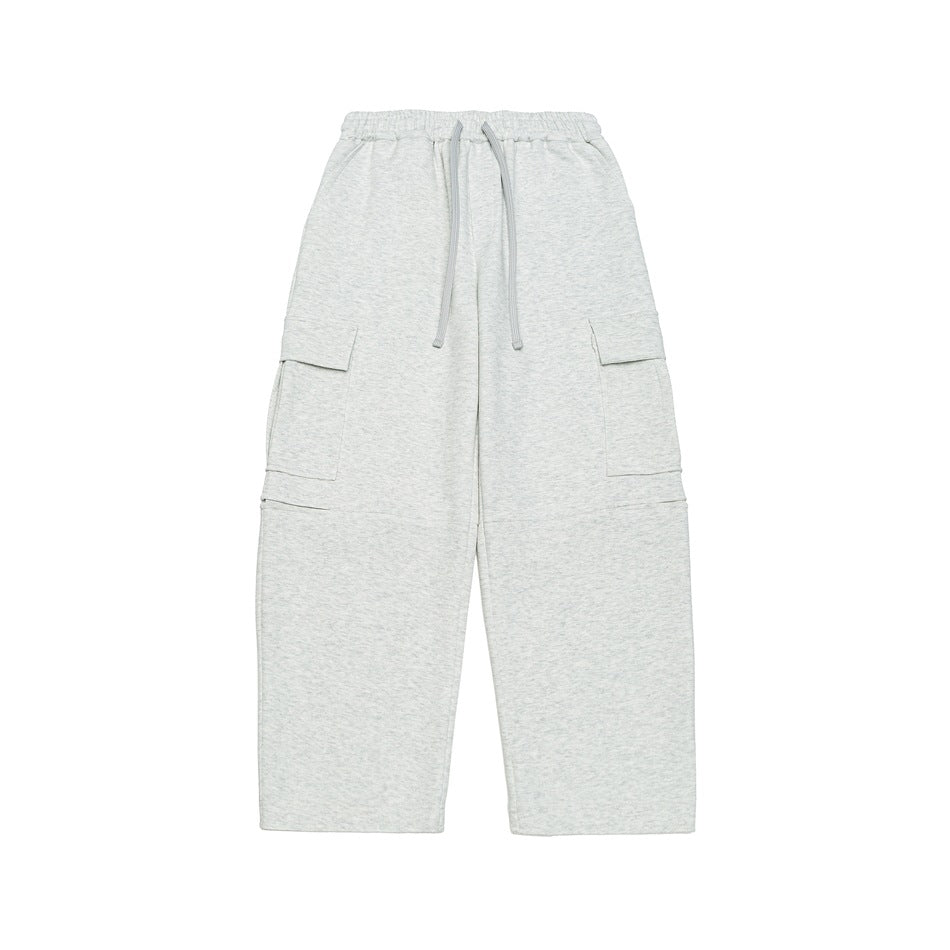 Women's Wide Cargo Jogging Pants made of French Terry with Elastic Waistband and Attached Flap Pockets Mune Fashion