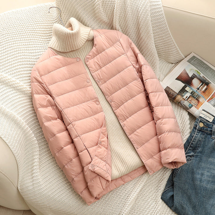 Women Ultra-Lightweight Quilted Jacket without Collar, Packable Thermal Jacket for Travel and Everyday Mune Fashion