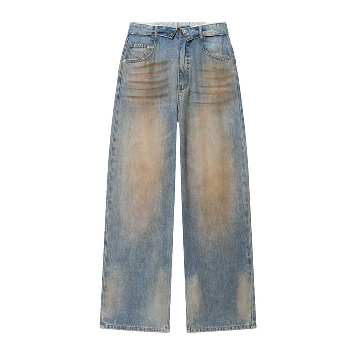 Women’s high-waisted jeans with wide leg and used wash Mune Fashion