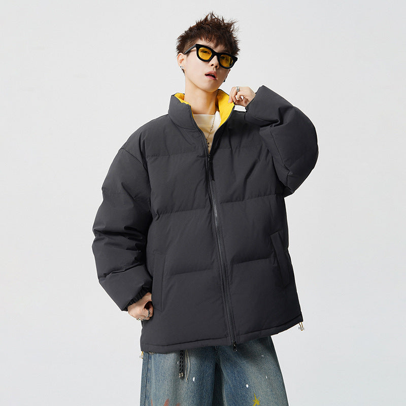 Men's Short Cut Oversized Quilted Jacket with High Collar Mune Fashion