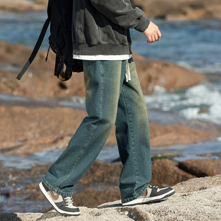 Men's Loose-Fit Denim Pants with Comfort Waistband