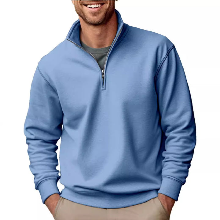 Men's half-zip sweatshirt with stand-up collar and soft fleece interior lining Mune Fashion