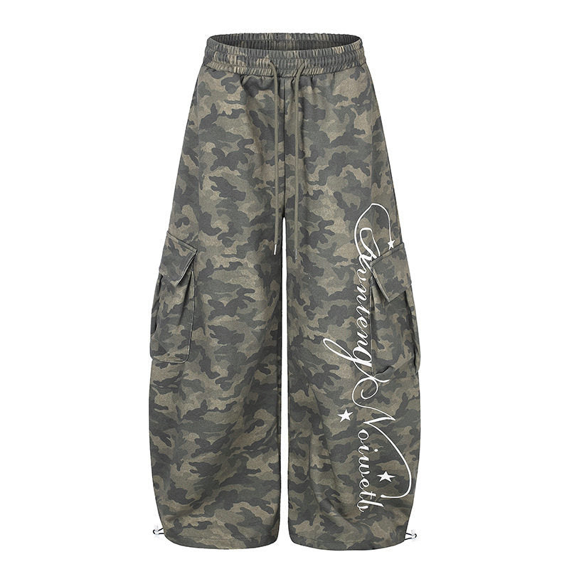 Women's Wide Cargo Palazzo Pants with Drawstring Waistband, Adjustable Hem, and Cargo Pockets Mune Fashion