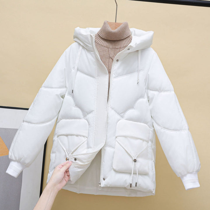 Women's Padded Winter Jacket with Hood and Heart Details Mune