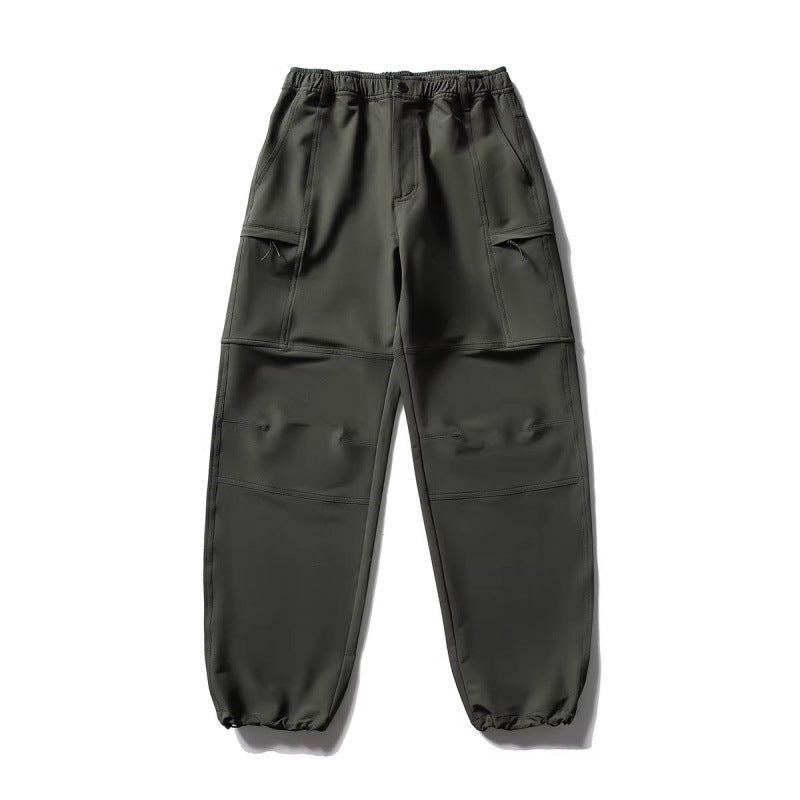 Men's Technical Cargo Casual Pants with Elastic Waistband, Knee Panels, and Zipper Pockets Mune Fashion