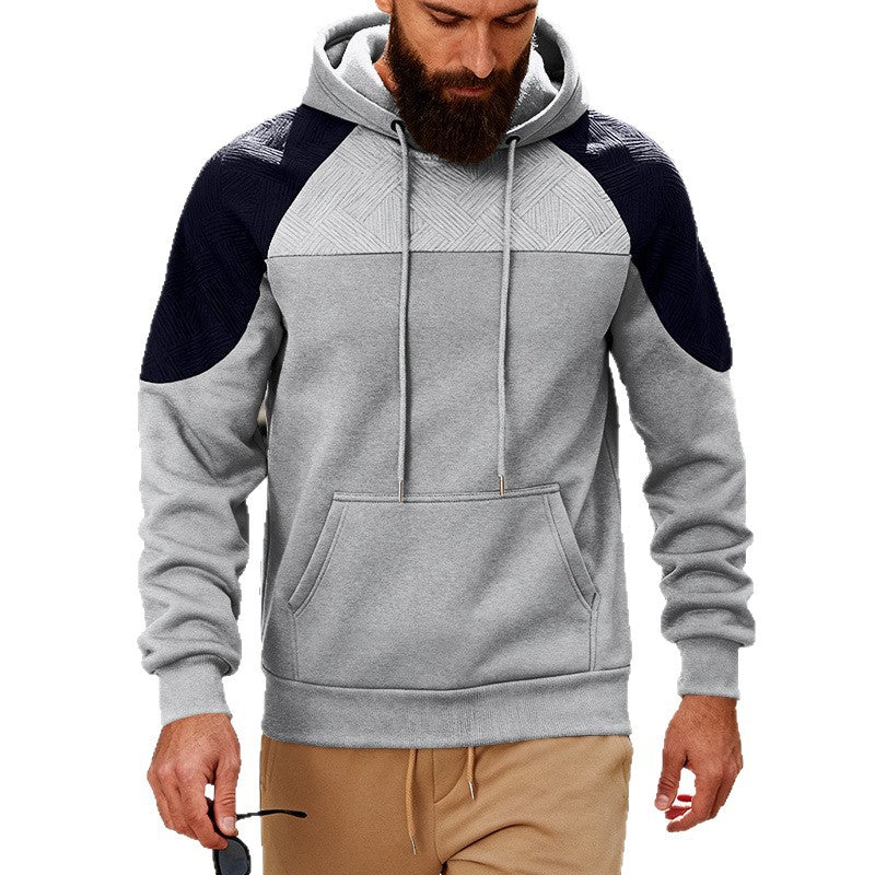 Men's hoodie with textured shoulder yoke, kangaroo pocket and raglan sleeves Mune Fashion