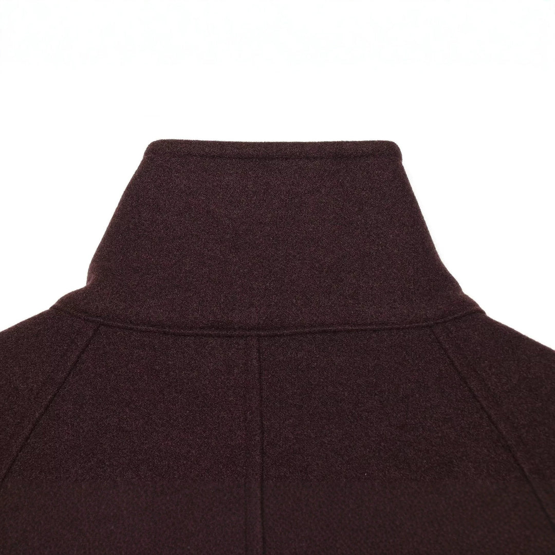 Ladies short coat double-breasted wool blend with high standing collar and belt Mune Fashion