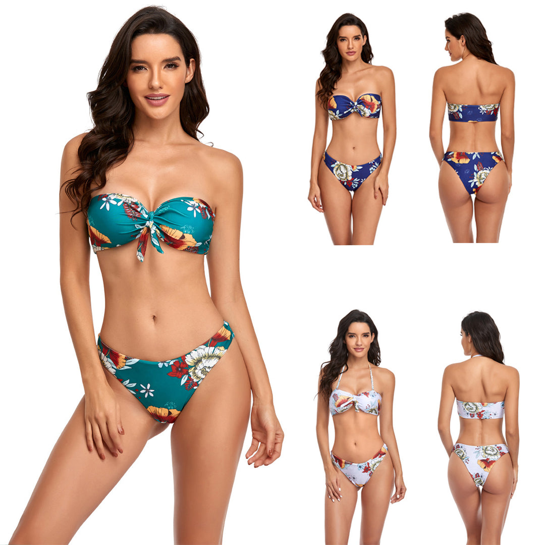 Women Bandeau Bikini with adjustable Knotted Detail Mune Fashion
