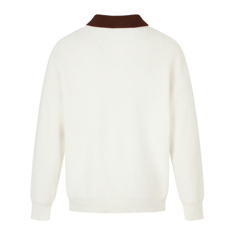 Men's fine knit polo with Henley placket and contrasting polo collar Mune Fashion