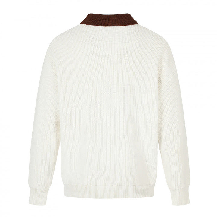 Men's fine knit polo with Henley placket and contrasting polo collar Mune Fashion