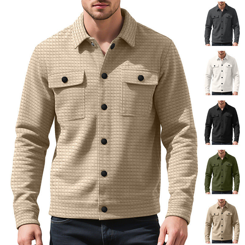 Men's shirt jacket with square quilted structure, snap front and chest flaps Mune Fashion