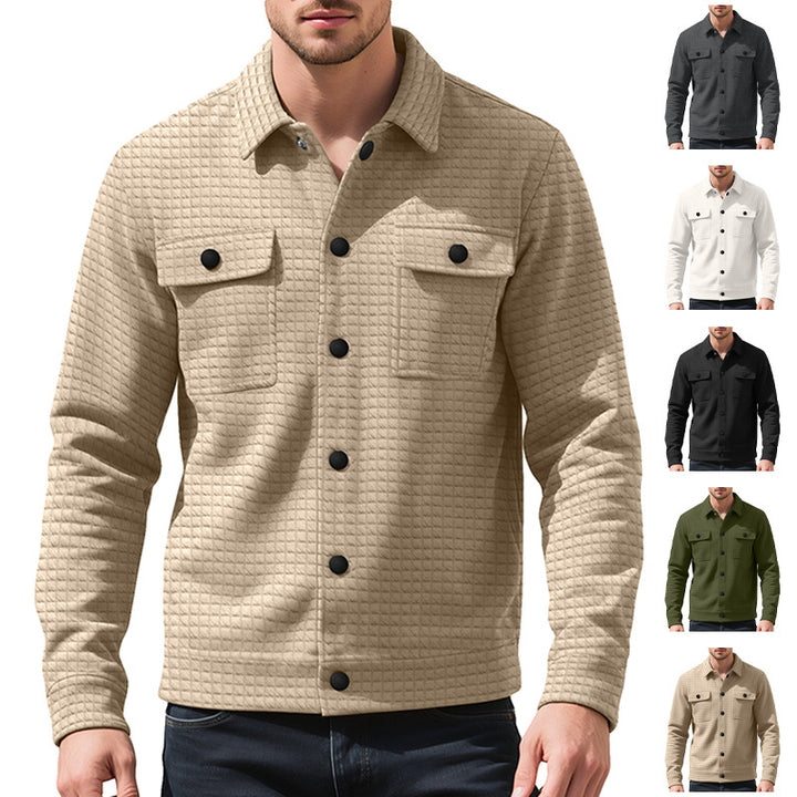 Men's shirt jacket with square quilted structure, snap front and chest flaps Mune Fashion