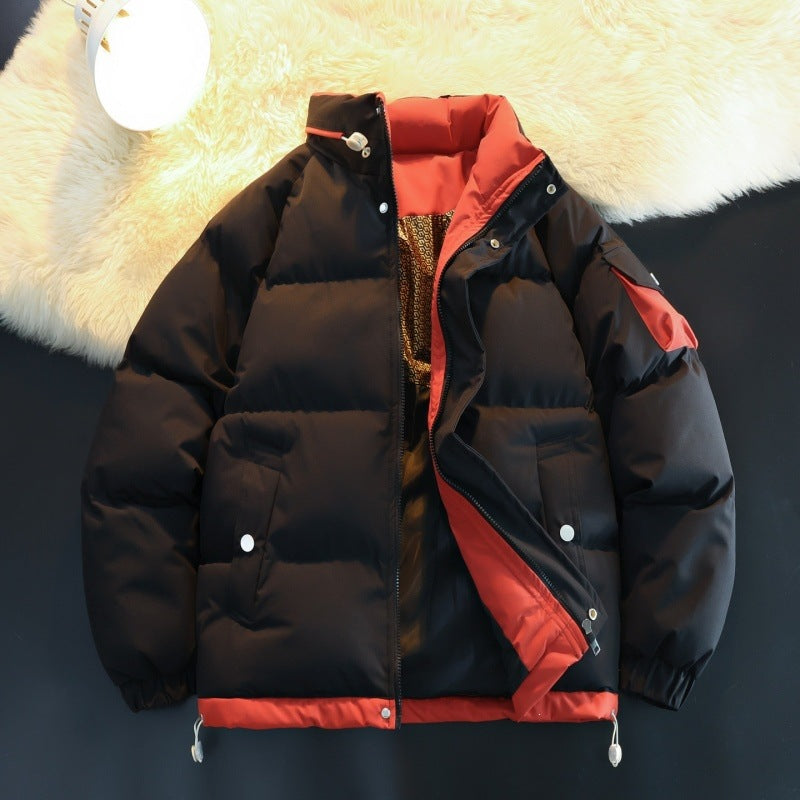 Men's Padded Down Look Outdoor Jacket with High Stand Collar, Contrast Inner Lining & Arm Pocket Mune Fashion