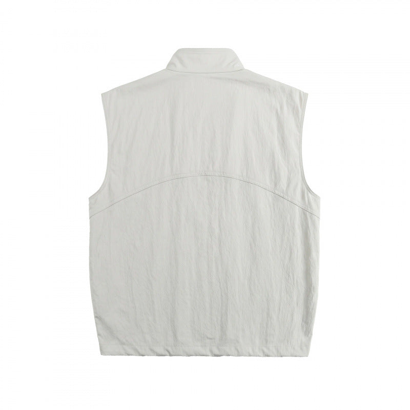 Unisex Boxy Padded Sleeveless Vest with High Stand-Up Collar, Hidden Snap Button Placket and Flap Pockets Mune Fashion