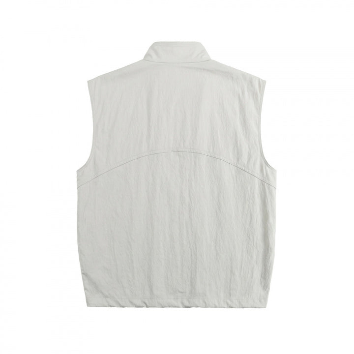 Unisex Boxy Padded Sleeveless Vest with High Stand-Up Collar, Hidden Snap Button Placket and Flap Pockets Mune Fashion