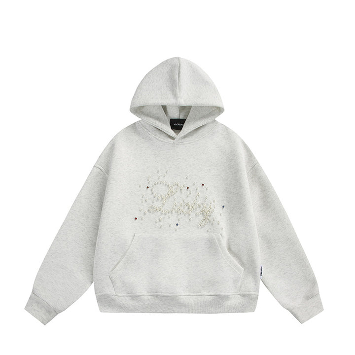 Unisex Oversize Hoodie with Pearl and Rhinestone Application Mune Fashion