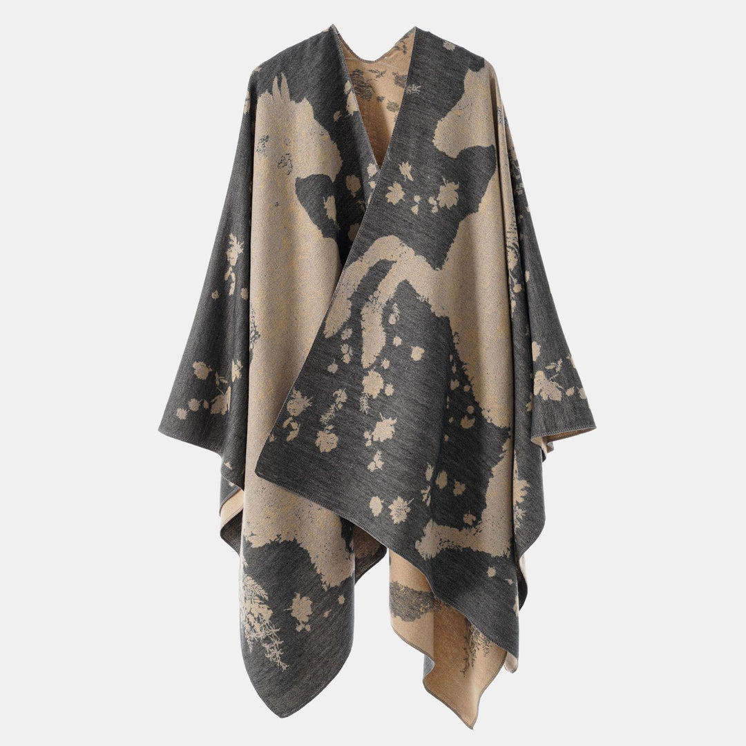 Women's oversized wrap poncho in kimono style with fine jacquard fabric Mune Fashion