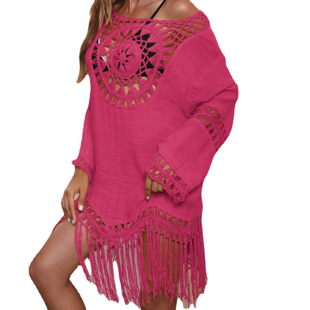 Women's Crochet Beach Dress with Fringed Details Mune Fashion