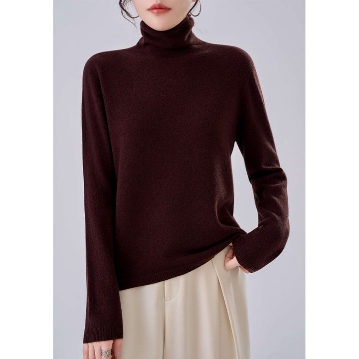 Women Lightweight Cashmere-Mix Turtleneck Sweater with Fine Soft Finish and Slim Silhouette Mune Fashion