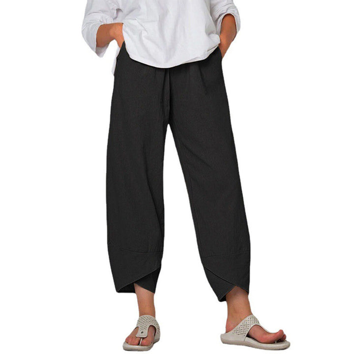 Women's loose linen pants with high waistband, tulip hem, and side pockets Mune Fashion