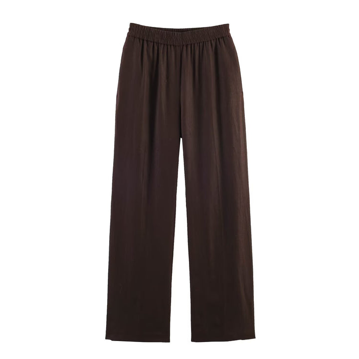 Women's Wide Palazzo Pants with Elastic Gathered Waistband and Flowing Lightweight Fabric Mune Fashion