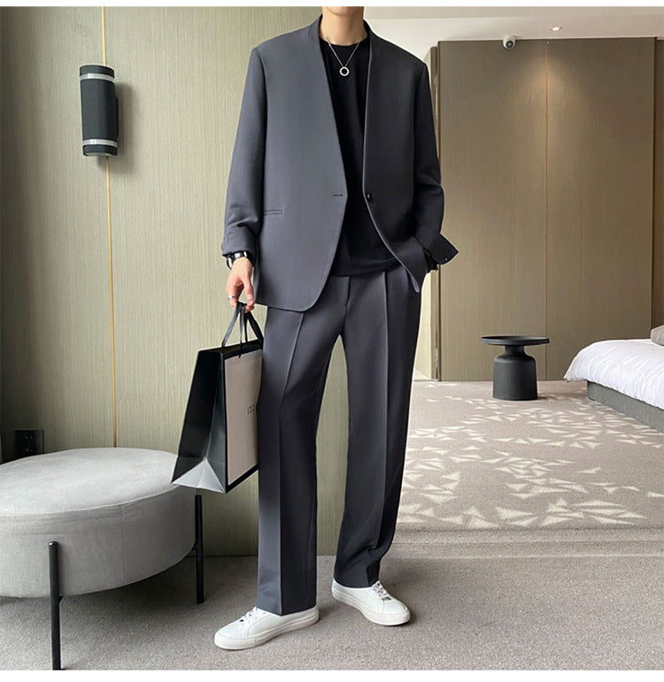 Men's Minimalist Box Blazer and Wide Pleat Suit Trousers Mune Fashion