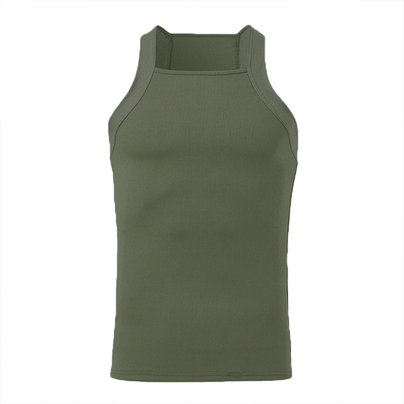 Women's form-fitting ribbed top with high round neckline and wide straps Mune Fashion