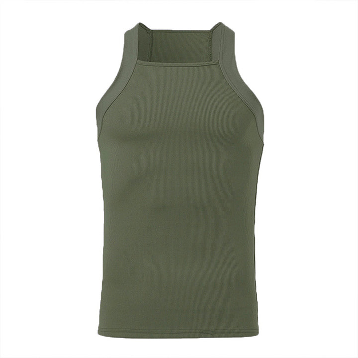 Women's form-fitting ribbed top with high round neckline and wide straps Mune Fashion