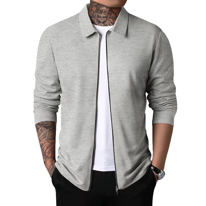 Men's nano structured shirt jacket with waffle structure, full-length zipper and slim fit Mune Fashion