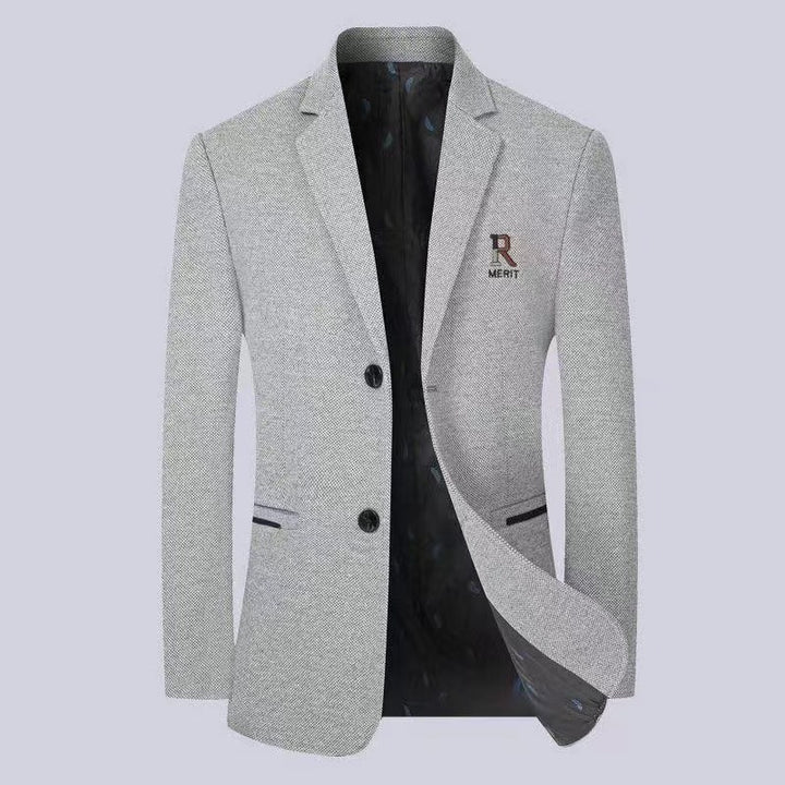 Men's Slim-Fit Blazer with fine Herringbone texture and Two-Button closure Mune Fashion