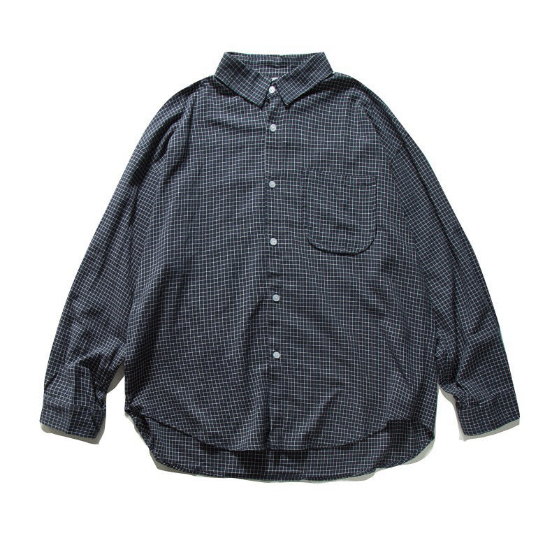 Men's Oversized Checkered Long Sleeve Shirt with Chest Pocket Mune Fashion