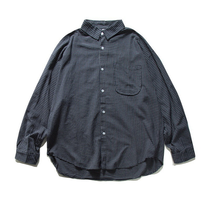 Men's Oversized Checkered Long Sleeve Shirt with Chest Pocket Mune Fashion