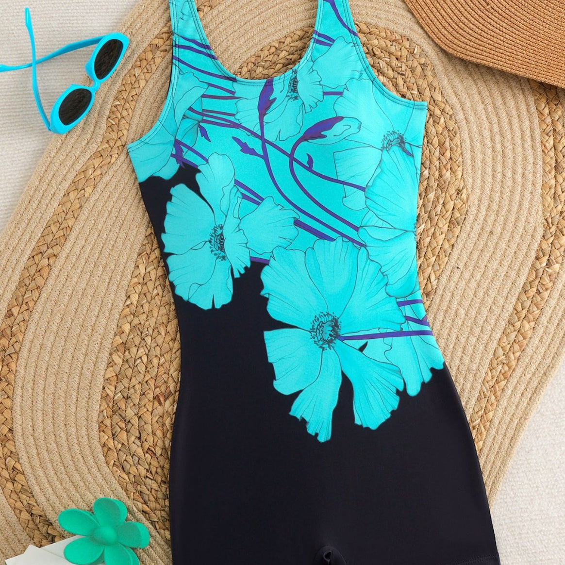Women's One-Piece Swimsuit with Sporty Design and Colorful Graphic Pattern Mune Fashion