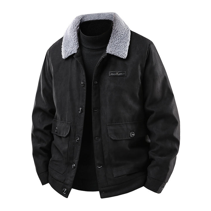 Men's canvas jacket with teddy collar and patch pockets Mune Fashion